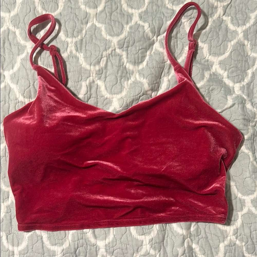Athleta Velvet dark pink Crop Top